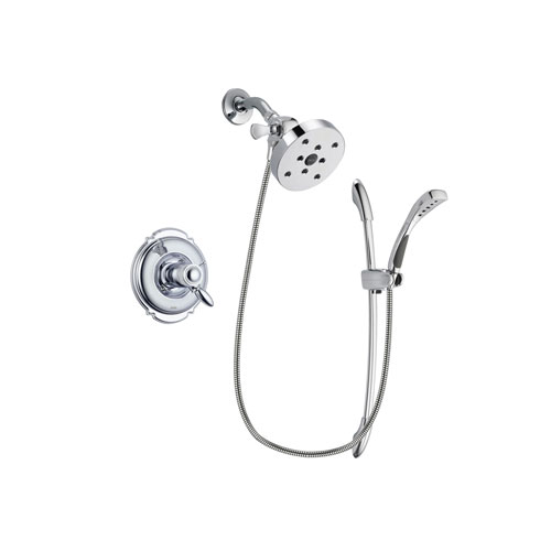 Delta Victorian Chrome Finish Thermostatic Shower Faucet System Package with 5-1/2 inch Shower Head and Handheld Shower with Slide Bar Includes Rough-in Valve DSP0530V