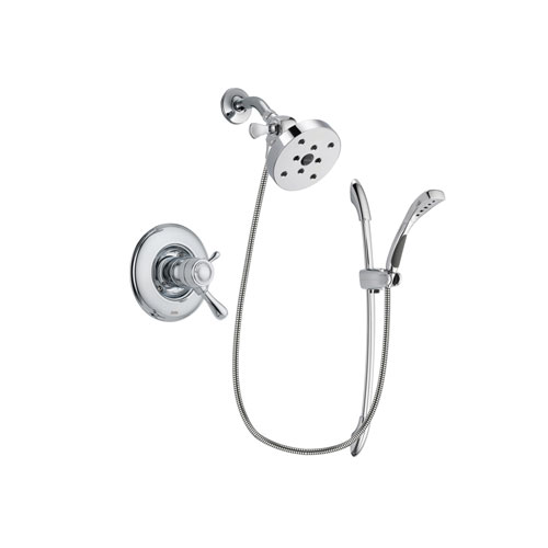 Delta Leland Chrome Finish Thermostatic Shower Faucet System Package with 5-1/2 inch Shower Head and Handheld Shower with Slide Bar Includes Rough-in Valve DSP0532V