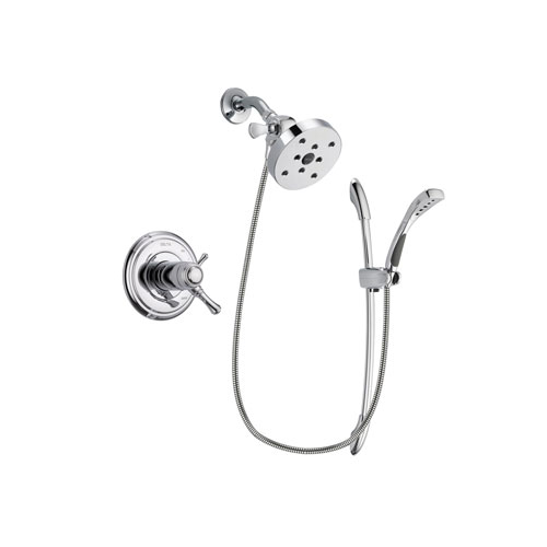 Delta Cassidy Chrome Finish Thermostatic Shower Faucet System Package with 5-1/2 inch Shower Head and Handheld Shower with Slide Bar Includes Rough-in Valve DSP0536V