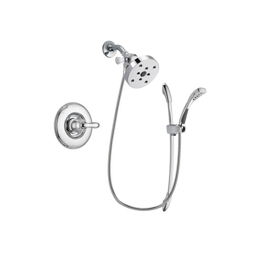 Delta Linden Chrome Finish Shower Faucet System Package with 5-1/2 inch Shower Head and Handheld Shower with Slide Bar Includes Rough-in Valve DSP0546V