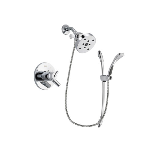 Delta Trinsic Chrome Finish Dual Control Shower Faucet System Package with 5-1/2 inch Shower Head and Handheld Shower with Slide Bar Includes Rough-in Valve DSP0550V