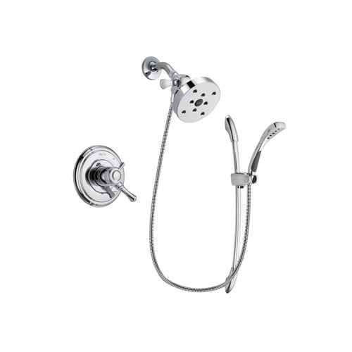 Delta Cassidy Chrome Finish Dual Control Shower Faucet System Package with 5-1/2 inch Shower Head and Handheld Shower with Slide Bar Includes Rough-in Valve DSP0560V