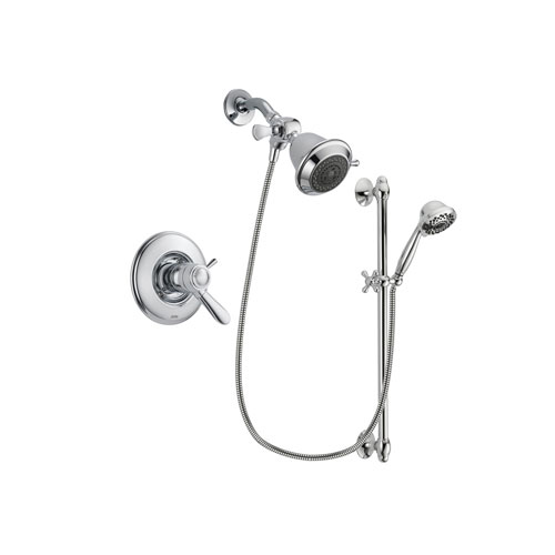 Delta Lahara Chrome Finish Thermostatic Shower Faucet System Package with Shower Head and 7-Spray Handheld Shower Sprayer with Slide Bar Includes Rough-in Valve DSP0562V