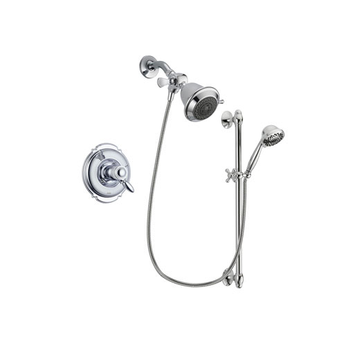 Delta Victorian Chrome Finish Thermostatic Shower Faucet System Package with Shower Head and 7-Spray Handheld Shower Sprayer with Slide Bar Includes Rough-in Valve DSP0564V