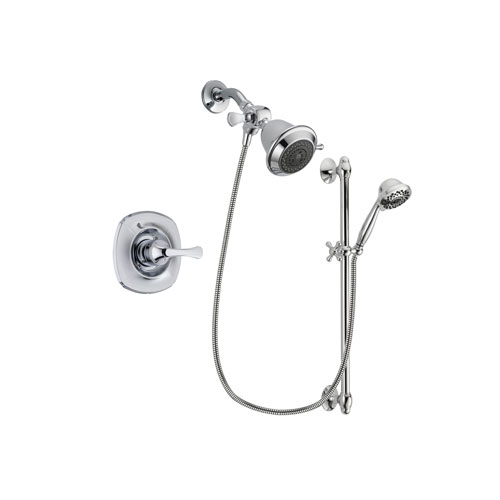 Delta Addison Chrome Finish Shower Faucet System Package with Shower Head and 7-Spray Handheld Shower Sprayer with Slide Bar Includes Rough-in Valve DSP0578V