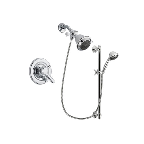 Delta Lahara Chrome Finish Dual Control Shower Faucet System Package with Shower Head and 7-Spray Handheld Shower Sprayer with Slide Bar Includes Rough-in Valve DSP0582V