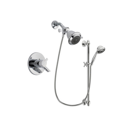 Delta Compel Chrome Finish Dual Control Shower Faucet System Package with Shower Head and 7-Spray Handheld Shower Sprayer with Slide Bar Includes Rough-in Valve DSP0586V