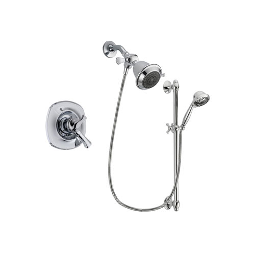 Delta Addison Chrome Finish Dual Control Shower Faucet System Package with Shower Head and 7-Spray Handheld Shower Sprayer with Slide Bar Includes Rough-in Valve DSP0590V