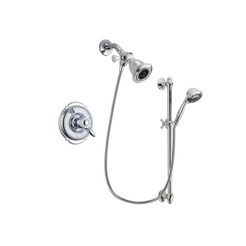 Delta Victorian Chrome Finish Thermostatic Shower Faucet System Package with Water Efficient Showerhead and 7-Spray Handheld Shower Sprayer with Slide Bar Includes Rough-in Valve DSP0598V