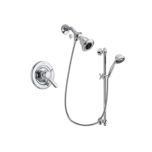 Delta Lahara Chrome Finish Dual Control Shower Faucet System Package with Water Efficient Showerhead and 7-Spray Handheld Shower Sprayer with Slide Bar Includes Rough-in Valve DSP0616V