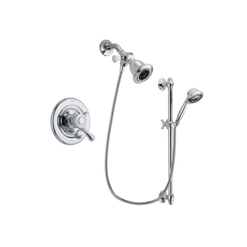 Delta Leland Chrome Finish Dual Control Shower Faucet System Package with Water Efficient Showerhead and 7-Spray Handheld Shower Sprayer with Slide Bar Includes Rough-in Valve DSP0622V