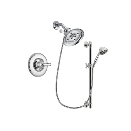 Delta Linden Chrome Finish Shower Faucet System Package with Large Rain Showerhead and 7-Spray Handheld Shower Sprayer with Slide Bar Includes Rough-in Valve DSP0648V