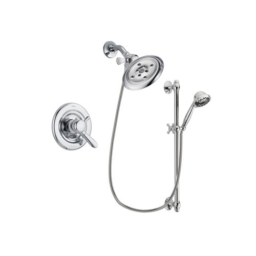 Delta Lahara Chrome Finish Dual Control Shower Faucet System Package with Large Rain Showerhead and 7-Spray Handheld Shower Sprayer with Slide Bar Includes Rough-in Valve DSP0650V