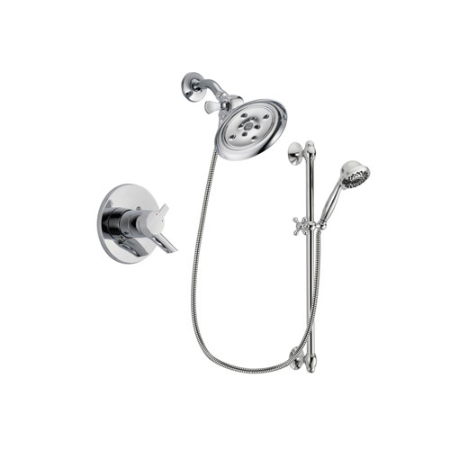 Delta Compel Chrome Finish Dual Control Shower Faucet System Package with Large Rain Showerhead and 7-Spray Handheld Shower Sprayer with Slide Bar Includes Rough-in Valve DSP0654V