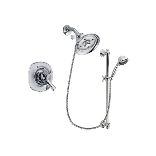Delta Addison Chrome Finish Dual Control Shower Faucet System Package with Large Rain Showerhead and 7-Spray Handheld Shower Sprayer with Slide Bar Includes Rough-in Valve DSP0658V