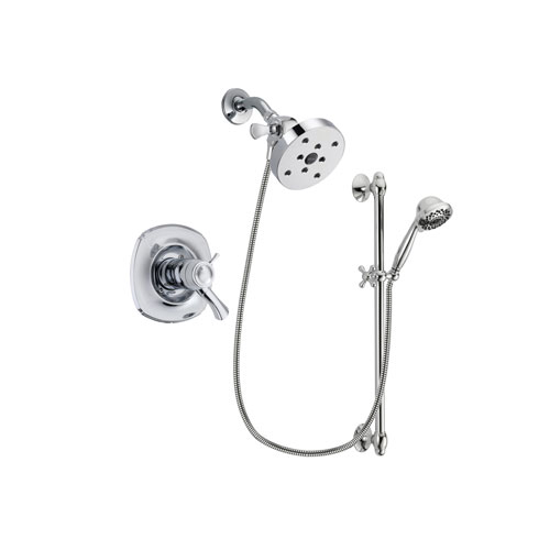 Delta Addison Chrome Finish Thermostatic Shower Faucet System Package with 5-1/2 inch Shower Head and 7-Spray Handheld Shower Sprayer with Slide Bar Includes Rough-in Valve DSP0670V