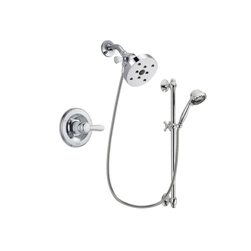 Delta Lahara Chrome Finish Shower Faucet System Package with 5-1/2 inch Shower Head and 7-Spray Handheld Shower Sprayer with Slide Bar Includes Rough-in Valve DSP0674V