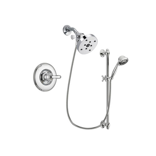 Delta Linden Chrome Finish Shower Faucet System Package with 5-1/2 inch Shower Head and 7-Spray Handheld Shower Sprayer with Slide Bar Includes Rough-in Valve DSP0682V