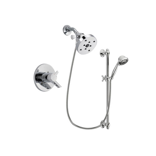 Delta Compel Chrome Finish Dual Control Shower Faucet System Package with 5-1/2 inch Shower Head and 7-Spray Handheld Shower Sprayer with Slide Bar Includes Rough-in Valve DSP0688V