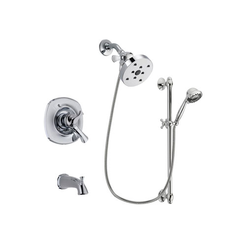 Delta Addison Chrome Finish Dual Control Tub and Shower Faucet System Package with 5-1/2 inch Shower Head and 7-Spray Handheld Shower Sprayer with Slide Bar Includes Rough-in Valve and Tub Spout DSP0691V