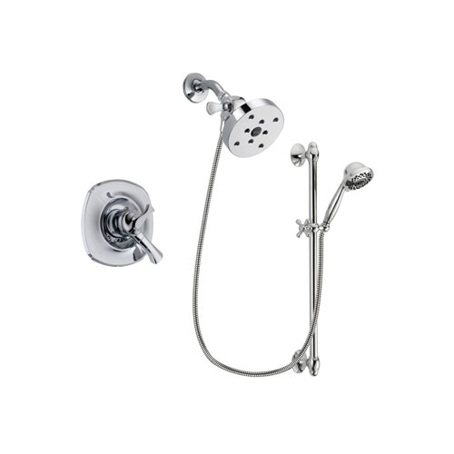 Delta Addison Chrome Finish Dual Control Shower Faucet System Package with 5-1/2 inch Shower Head and 7-Spray Handheld Shower Sprayer with Slide Bar Includes Rough-in Valve DSP0692V