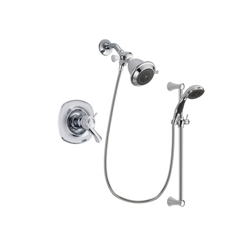 Delta Addison Chrome Finish Thermostatic Shower Faucet System Package with Shower Head and 5-Spray Wall Mount Slide Bar with Personal Handheld Shower Includes Rough-in Valve DSP0704V