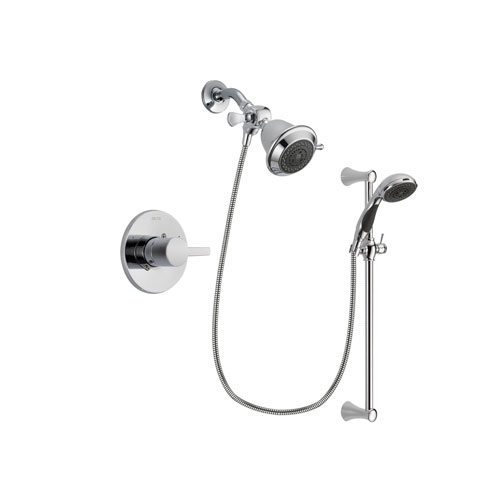 Delta Compel Chrome Finish Shower Faucet System Package with Shower Head and 5-Spray Wall Mount Slide Bar with Personal Handheld Shower Includes Rough-in Valve DSP0712V