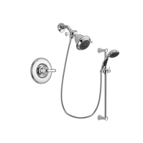 Delta Linden Chrome Finish Shower Faucet System Package with Shower Head and 5-Spray Wall Mount Slide Bar with Personal Handheld Shower Includes Rough-in Valve DSP0716V