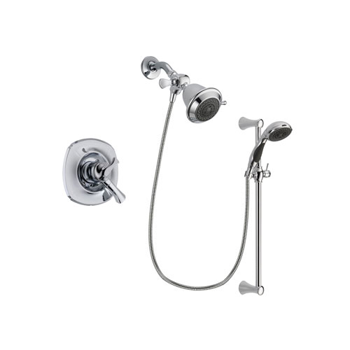 Delta Addison Chrome Finish Dual Control Shower Faucet System Package with Shower Head and 5-Spray Wall Mount Slide Bar with Personal Handheld Shower Includes Rough-in Valve DSP0726V