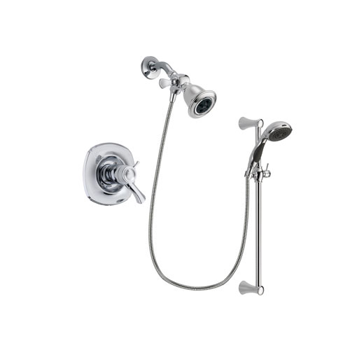 Delta Addison Chrome Finish Thermostatic Shower Faucet System Package with Water Efficient Showerhead and 5-Spray Wall Mount Slide Bar with Personal Handheld Shower Includes Rough-in Valve DSP0738V
