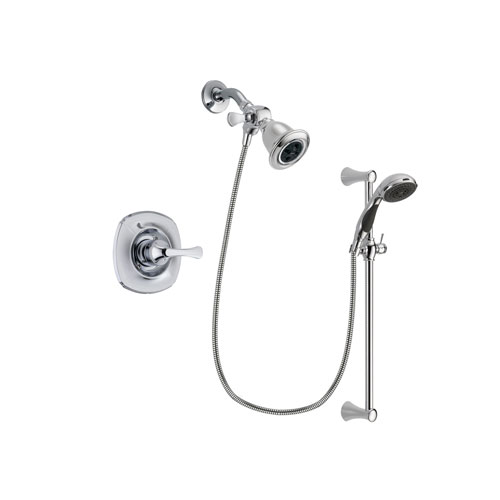 Delta Addison Chrome Finish Shower Faucet System Package with Water Efficient Showerhead and 5-Spray Wall Mount Slide Bar with Personal Handheld Shower Includes Rough-in Valve DSP0748V