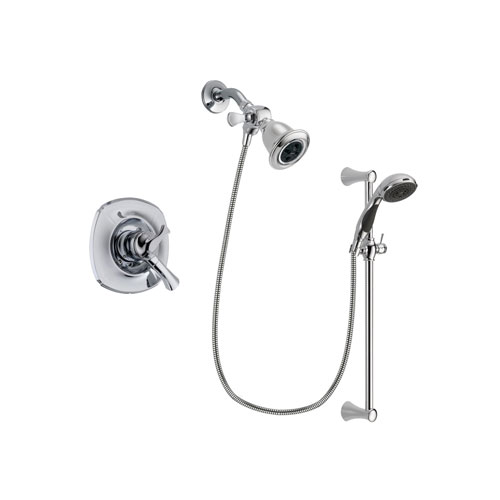 Delta Addison Chrome Finish Dual Control Shower Faucet System Package with Water Efficient Showerhead and 5-Spray Wall Mount Slide Bar with Personal Handheld Shower Includes Rough-in Valve DSP0760V