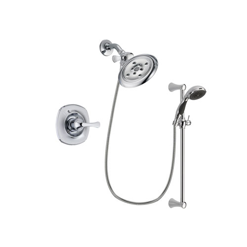 Delta Addison Chrome Finish Shower Faucet System Package with Large Rain Showerhead and 5-Spray Wall Mount Slide Bar with Personal Handheld Shower Includes Rough-in Valve DSP0782V