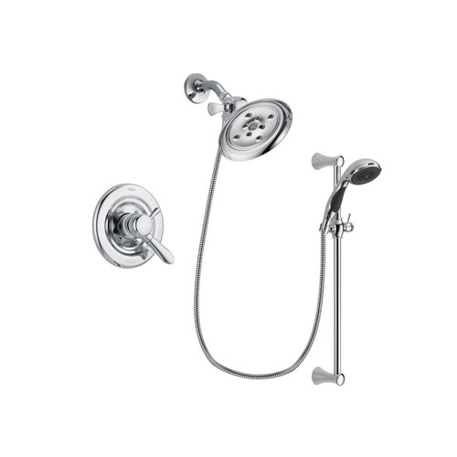 Delta Lahara Chrome Finish Dual Control Shower Faucet System Package with Large Rain Showerhead and 5-Spray Wall Mount Slide Bar with Personal Handheld Shower Includes Rough-in Valve DSP0786V