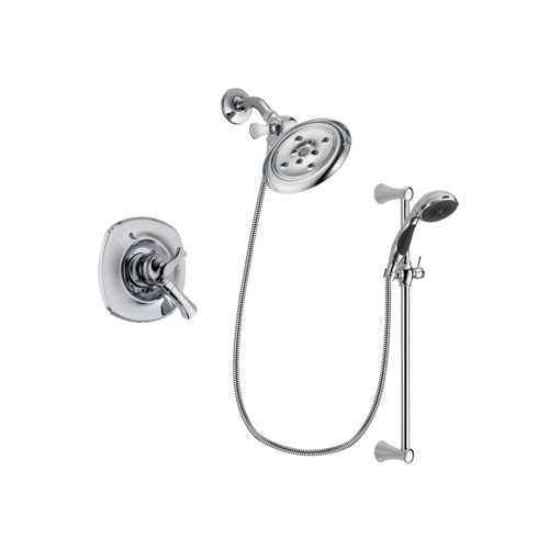 Delta Addison Chrome Finish Dual Control Shower Faucet System Package with Large Rain Showerhead and 5-Spray Wall Mount Slide Bar with Personal Handheld Shower Includes Rough-in Valve DSP0794V