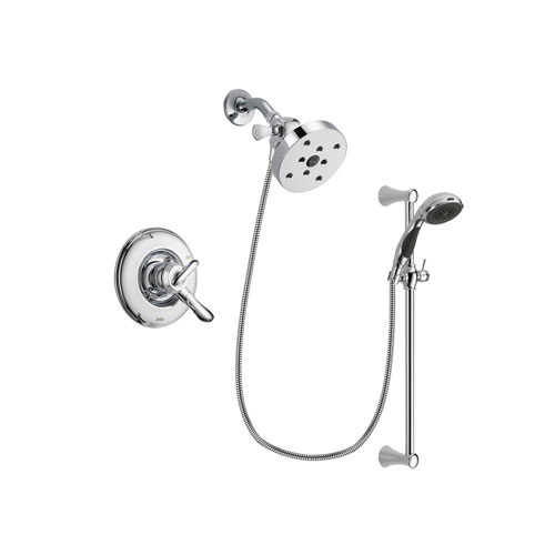 Delta Linden Chrome Finish Dual Control Shower Faucet System Package with 5-1/2 inch Shower Head and 5-Spray Wall Mount Slide Bar with Personal Handheld Shower Includes Rough-in Valve DSP0830V