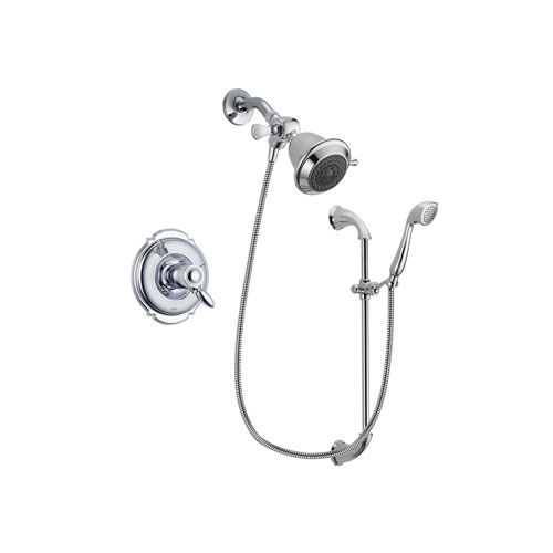 Delta Victorian Chrome Finish Thermostatic Shower Faucet System Package with Shower Head and Handheld Shower with Slide Bar Includes Rough-in Valve DSP0836V