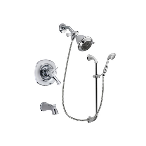 Delta Addison Chrome Finish Thermostatic Tub and Shower Faucet System Package with Shower Head and Handheld Shower with Slide Bar Includes Rough-in Valve and Tub Spout DSP0839V