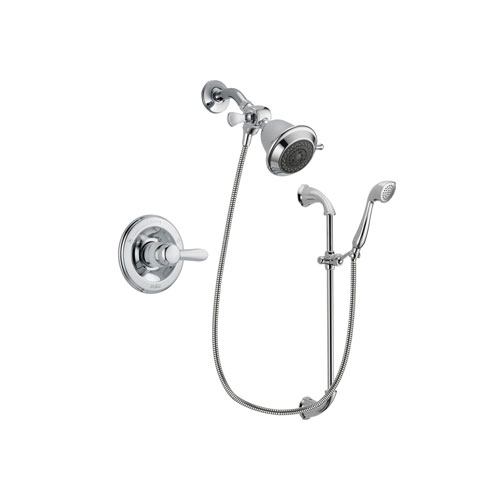 Delta Lahara Chrome Finish Shower Faucet System Package with Shower Head and Handheld Shower with Slide Bar Includes Rough-in Valve DSP0844V