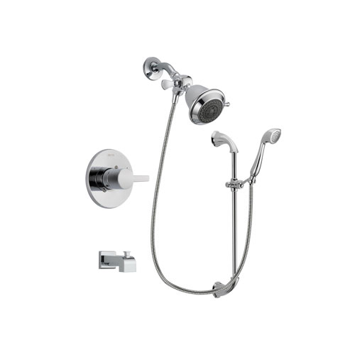 Delta Compel Chrome Finish Tub and Shower Faucet System Package with Shower Head and Handheld Shower with Slide Bar Includes Rough-in Valve and Tub Spout DSP0847V