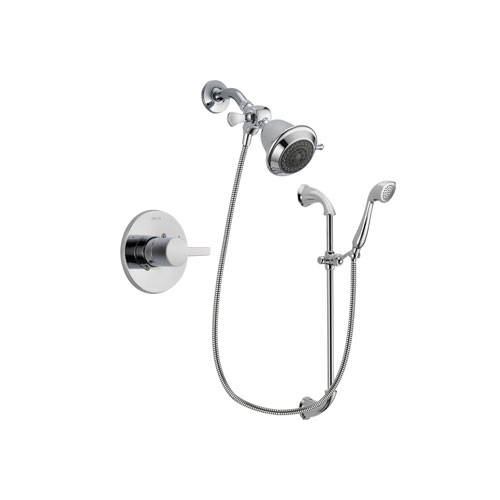 Delta Compel Chrome Finish Shower Faucet System Package with Shower Head and Handheld Shower with Slide Bar Includes Rough-in Valve DSP0848V