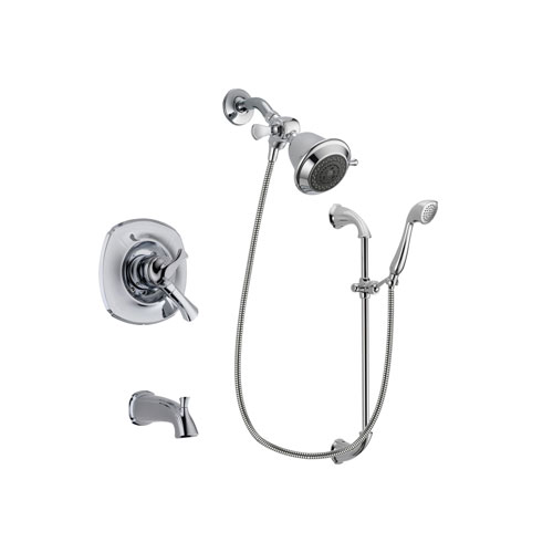 Delta Addison Chrome Finish Dual Control Tub and Shower Faucet System Package with Shower Head and Handheld Shower with Slide Bar Includes Rough-in Valve and Tub Spout DSP0861V