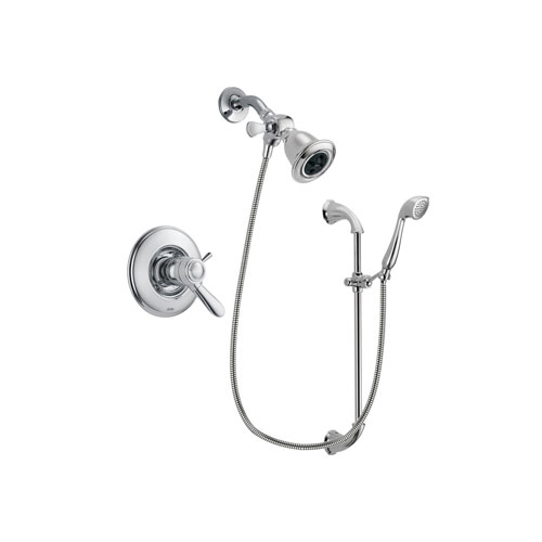 Delta Lahara Chrome Finish Thermostatic Shower Faucet System Package with Water Efficient Showerhead and Handheld Shower with Slide Bar Includes Rough-in Valve DSP0868V