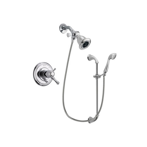 Delta Cassidy Chrome Finish Thermostatic Shower Faucet System Package with Water Efficient Showerhead and Handheld Shower with Slide Bar Includes Rough-in Valve DSP0876V