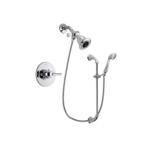 Delta Trinsic Chrome Finish Shower Faucet System Package with Water Efficient Showerhead and Handheld Shower with Slide Bar Includes Rough-in Valve DSP0880V