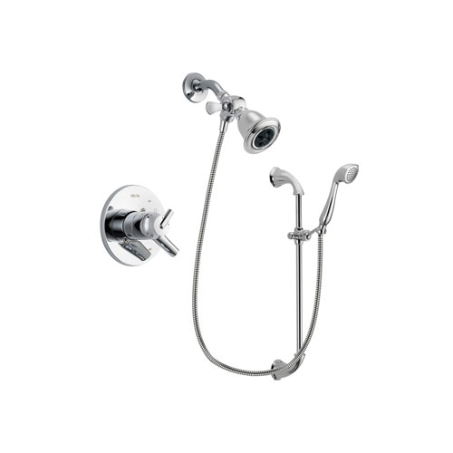 Delta Trinsic Chrome Finish Dual Control Shower Faucet System Package with Water Efficient Showerhead and Handheld Shower with Slide Bar Includes Rough-in Valve DSP0890V
