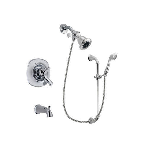 Delta Addison Chrome Finish Dual Control Tub and Shower Faucet System Package with Water Efficient Showerhead and Handheld Shower with Slide Bar Includes Rough-in Valve and Tub Spout DSP0895V
