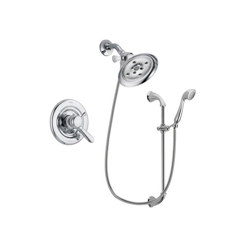 Delta Lahara Chrome Finish Dual Control Shower Faucet System Package with Large Rain Showerhead and Handheld Shower with Slide Bar Includes Rough-in Valve DSP0922V