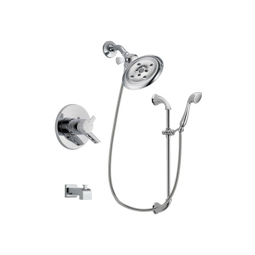 Delta Compel Chrome Finish Dual Control Tub and Shower Faucet System Package with Large Rain Showerhead and Handheld Shower with Slide Bar Includes Rough-in Valve and Tub Spout DSP0925V