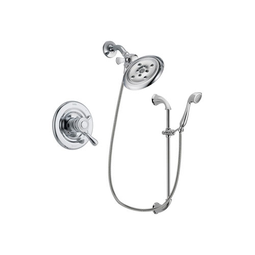 Delta Leland Chrome Finish Dual Control Shower Faucet System Package with Large Rain Showerhead and Handheld Shower with Slide Bar Includes Rough-in Valve DSP0928V